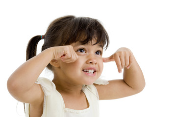 cute happy girl looking up