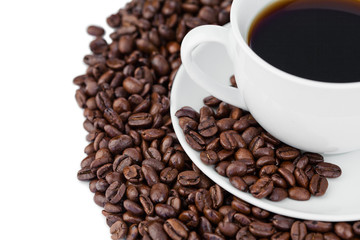 Fototapeta premium Cup of coffee and coffee beans
