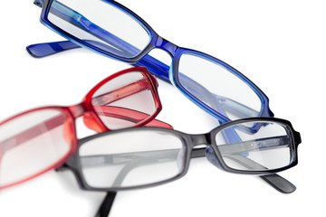 Black red and blue glasses