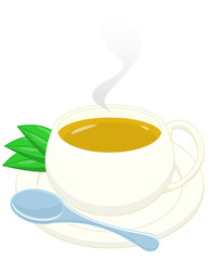 tea with teaspoon and leaves. clipping path included