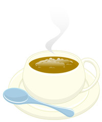 cappuccino with teaspoon. clipping path included