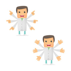 set of funny cartoon doctor