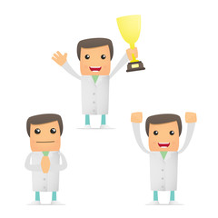 set of funny cartoon doctor