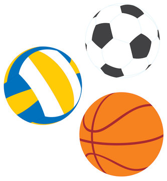 Football, basketball and volleyball