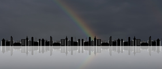 Cityscape with rainbow