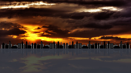 Cityscape against hdr sunset
