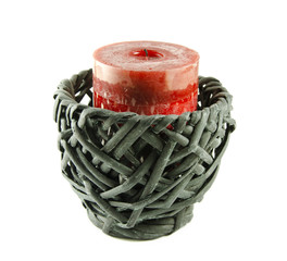 Romantic candle in a wattled holder