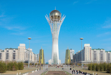 Baiterek and the center of Astana city - obrazy, fototapety, plakaty