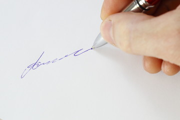 Unterschrift mit Hand