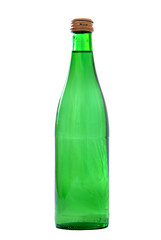 green bottle with water isolated on white background