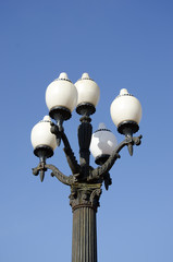 vintage lamps on blue sky background