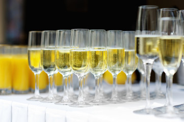 Few glasses of wine, champagne and juice