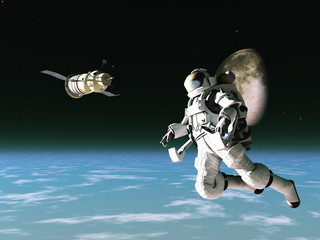 Fototapeta premium Astronaut and satellite