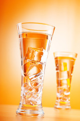 Water in the glass against gradient background