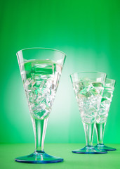 Water in the glass against gradient background