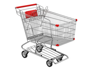 empty shopping cart isolated on white background