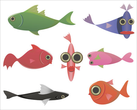vector set of different fishes