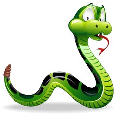 Naklejka premium Serpente Cartoon-Green Snake Cartoon-Vector