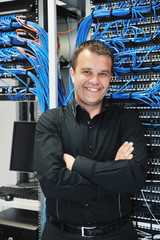 young it engeneer in datacenter server room