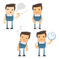 set of funny cartoon mechanic