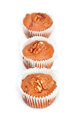 Tasty muffins isolated on white background