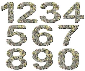 Grunge American Dollars Numbers illustration