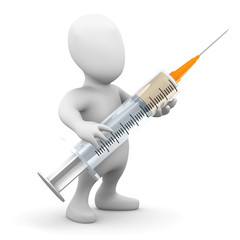 3d Little man and syringe
