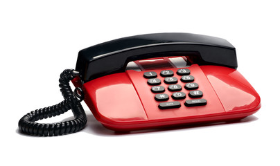 Desktop wired telephone, isolated