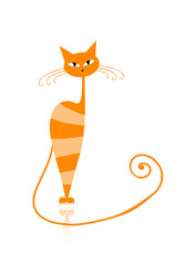 Graceful orange striped cat for your design
