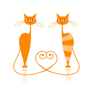 Graceful orange striped cat for your design