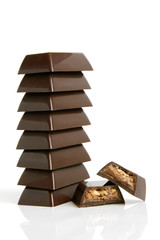 Stack of chocolate pieces