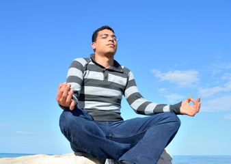 Arab man meditating