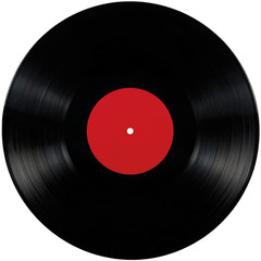 Black vinyl lp album disc isolated long play disk blank red