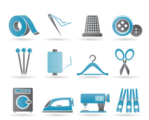 Textile objects and industry   icons - vector icon set