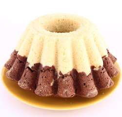 Bundt Cake, freshly baked, on white background