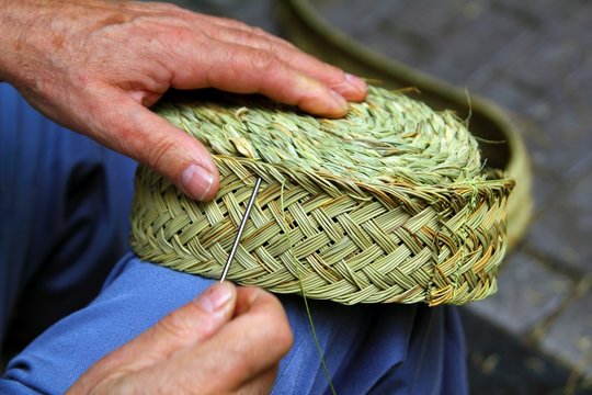 Craftsman Sewing Basket Esparto Grass Weaver