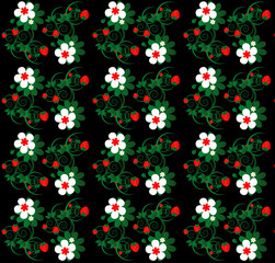 strawberry with flowers seamless texture