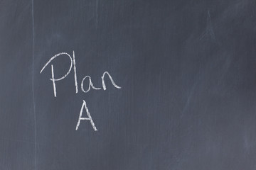 Blackboard with "Plan A" written on it