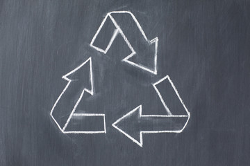 Vector recycle symbol on a blackboard