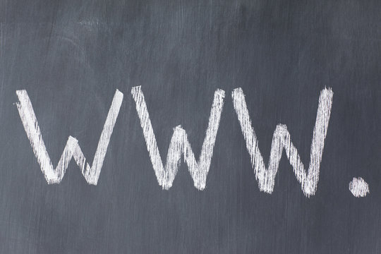 Blackboard with letters "www" written on it