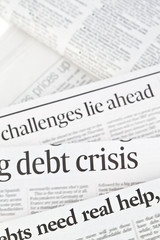 Row of newspaper articles