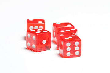 five dices isolated on white