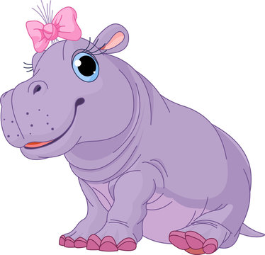 Cartoon baby Hippo girl
