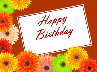 Birthday card with an colorful gerbera flowers