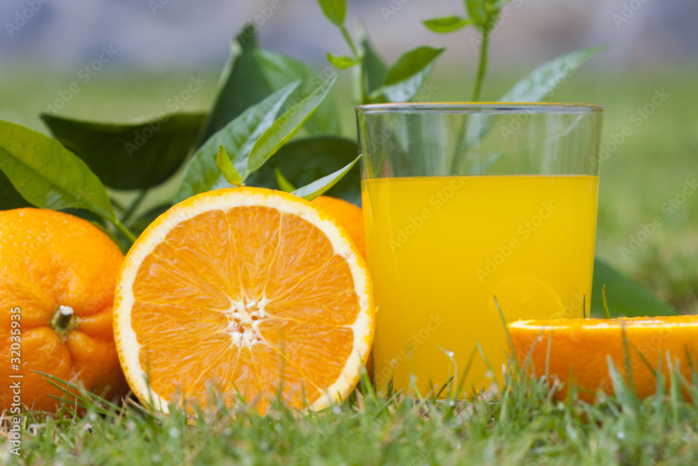 Sticker orange juice, health and balanced diet - Stickers