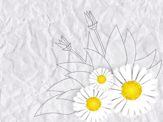 Flowers on wrinkled paper