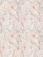 vector seamless background with abstract flowers, grunge style