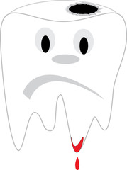 Tooth on white background