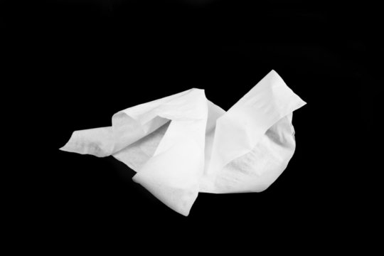 Crumple tissue paper, A crumpled tissue paper on black screen.