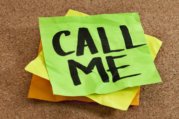 call me on sticky note